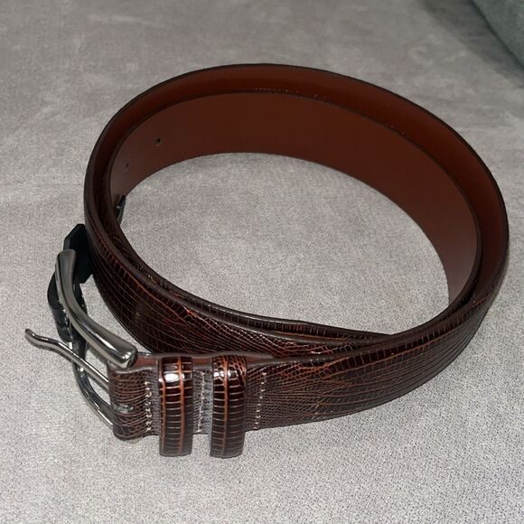 Nwt Daniel Cremieux signature collection brown embossed leather belt. - Picture 3 of 8
